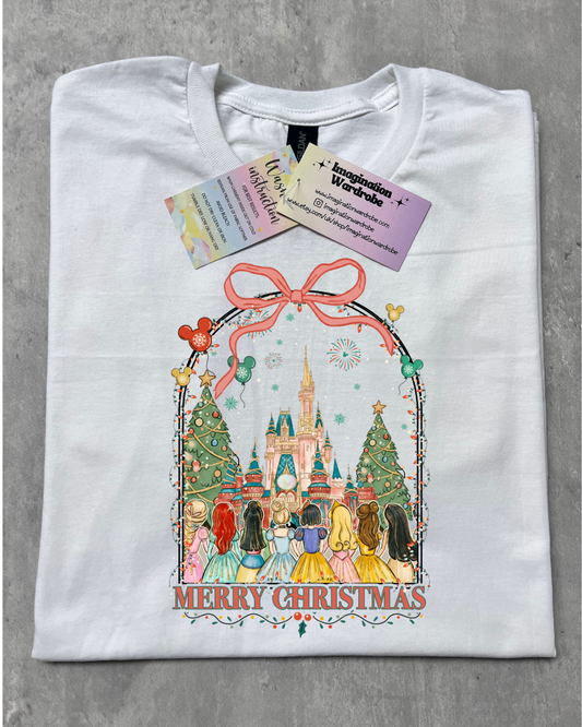 Magically Inspired castle and Princess - Merry Christmas Logo T Shirt