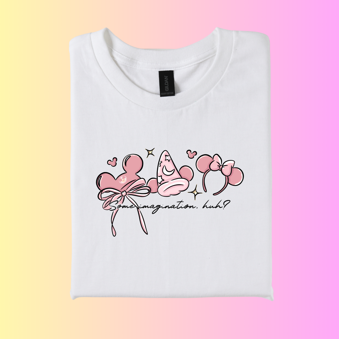 Inspired Magical Pink Imagination hat ear Logo T-Shirt.