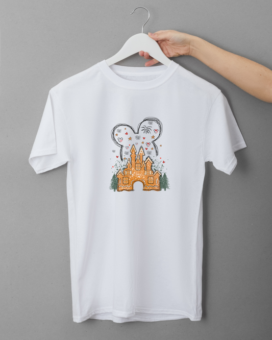 Christmas - Ears and Gingerbread Castle Inspired Logo T-Shirt