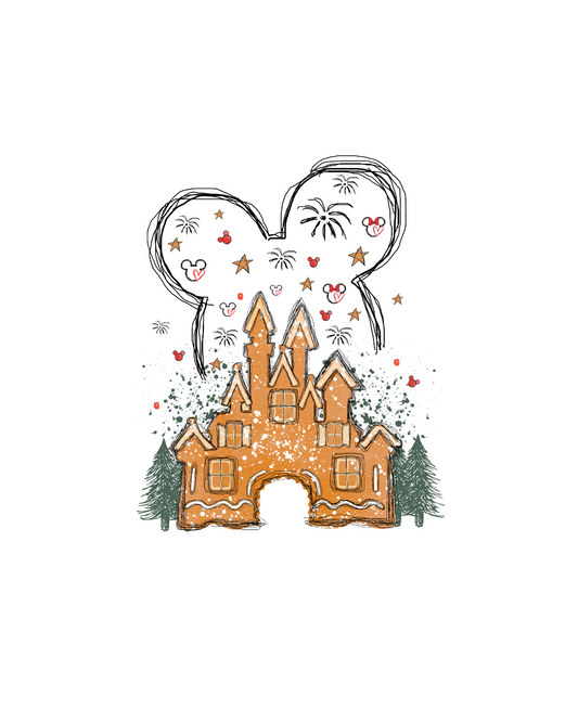 Christmas - Ears and Gingerbread Castle Inspired Logo T-Shirt