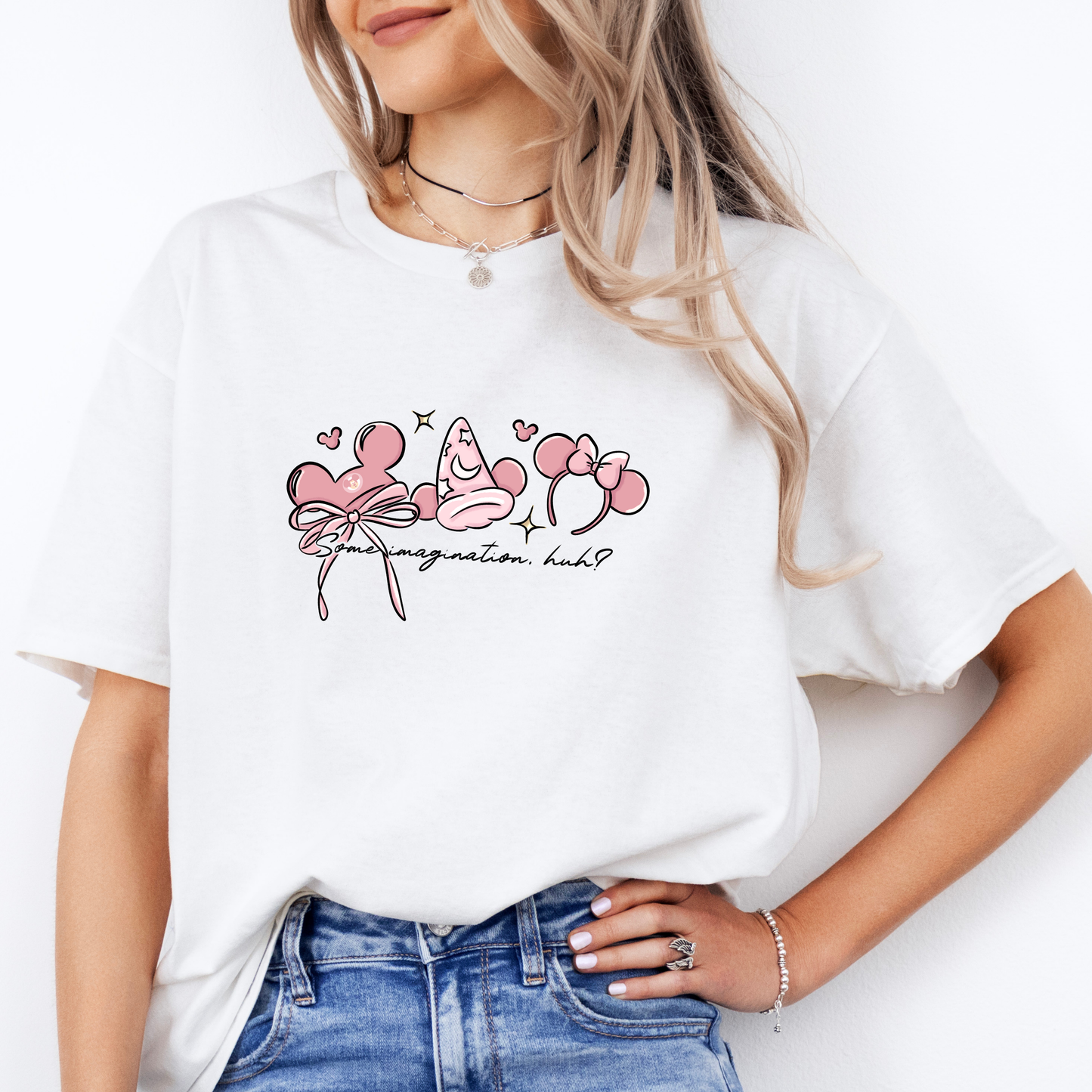 Inspired Magical Pink Imagination hat ear Logo T-Shirt.