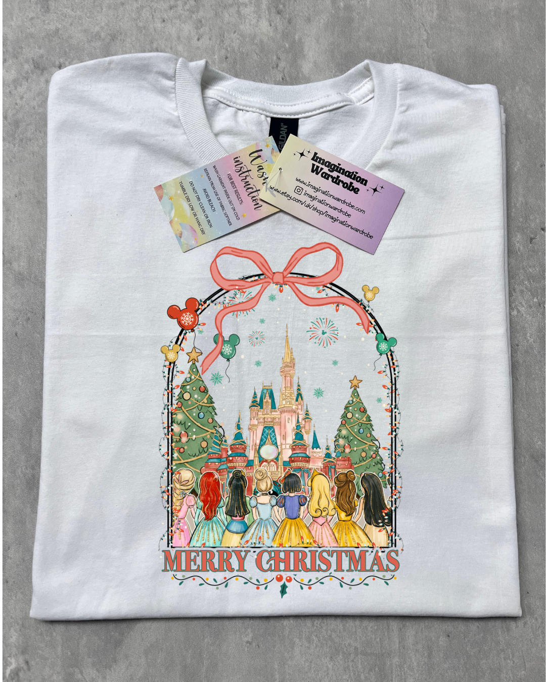 Magically Inspired castle and Princess - Merry Christmas Logo T Shirt