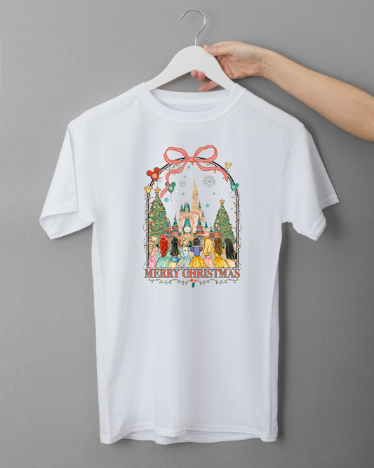 Magically Inspired castle and Princess - Merry Christmas Logo T Shirt